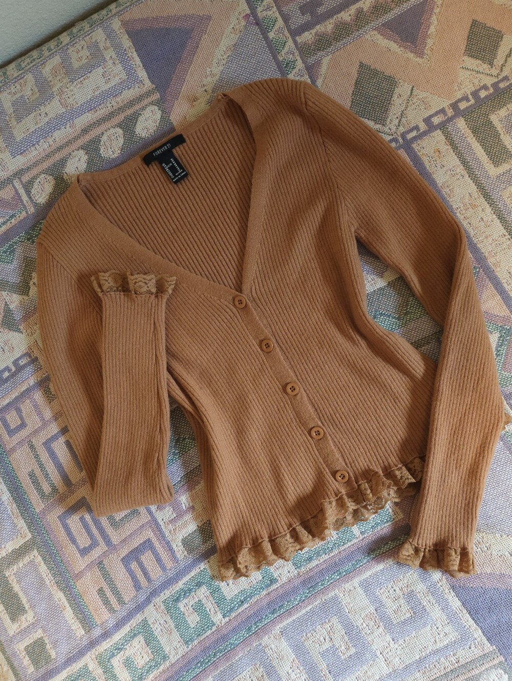Forever 21 Lace Peplum Coquette Fall Cardigan Size Medium